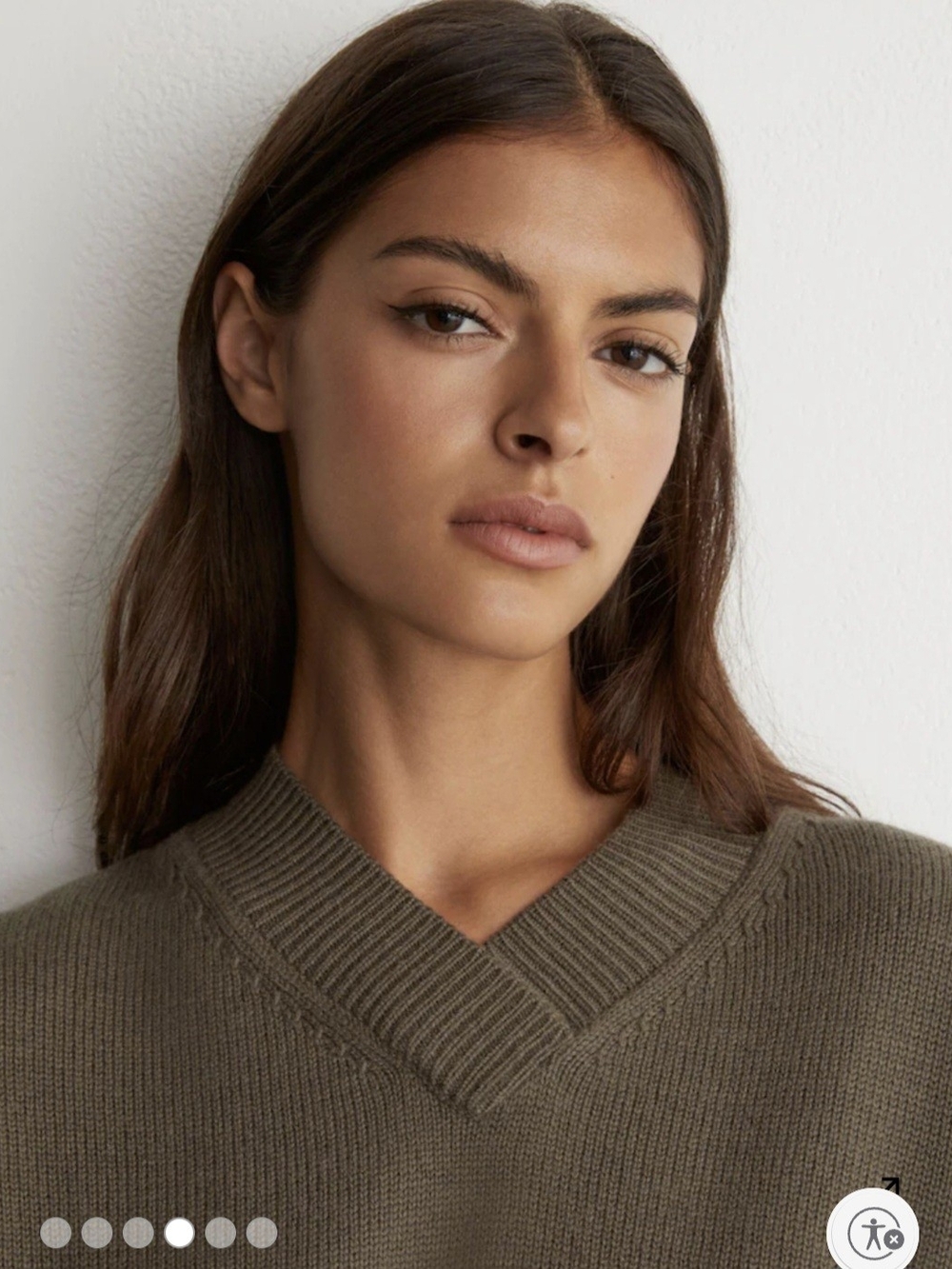 Reiss Wool Cashmere V Neck Jumper Khaki Green XS $248 - Picture 4 of 7